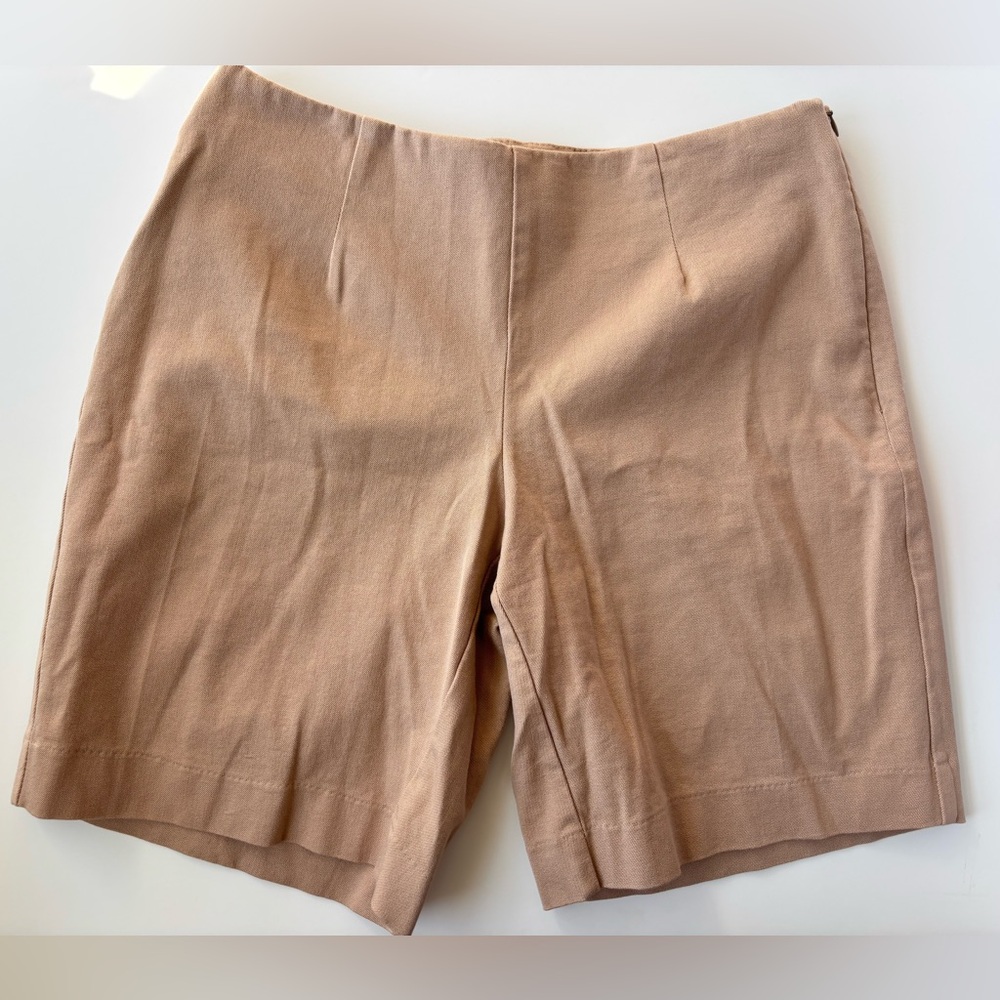 BN3 Boston Proper Bermuda Shorts Khaki Linen Women's Size 6 Classic Timeless